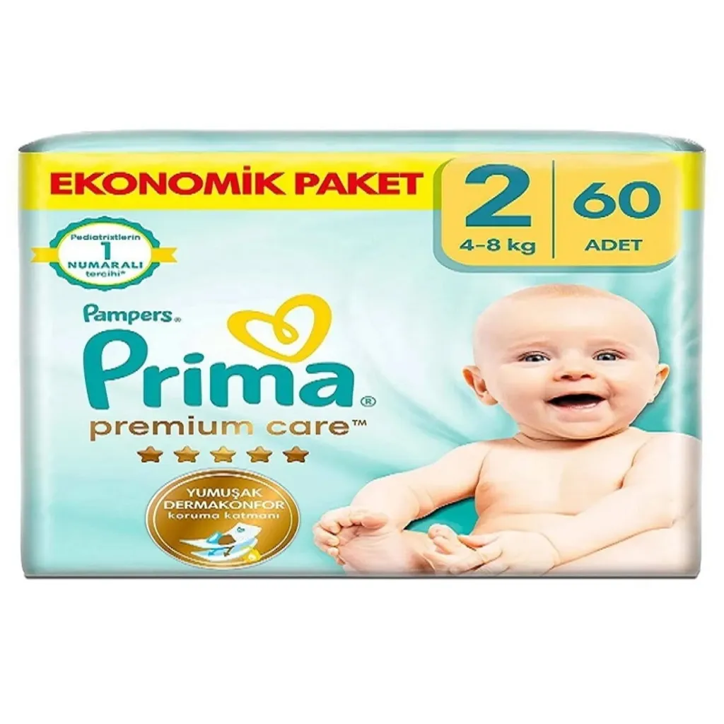 پوشک بچه پریما چسبی مدل Premium Care سایز 2 بسته 60 عددی (اصل)